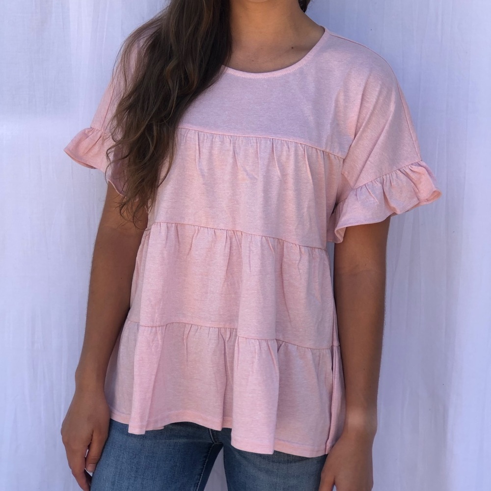 Pink Babydoll Tiered Top